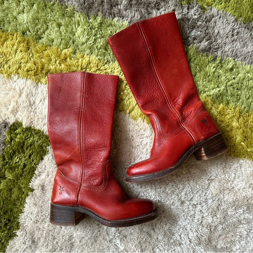 FRYE Red Leather Campus Style Women's Boots